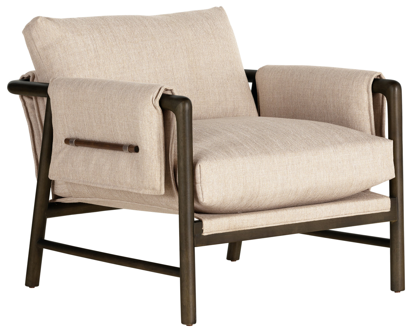 Alcala Wheat Fabric & Sable Parawood with Brushed Silver Stainless Steel | Harrison Chair | Valley Ridge Furniture