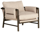 Alcala Wheat Fabric & Sable Parawood with Brushed Silver Stainless Steel | Harrison Chair | Valley Ridge Furniture