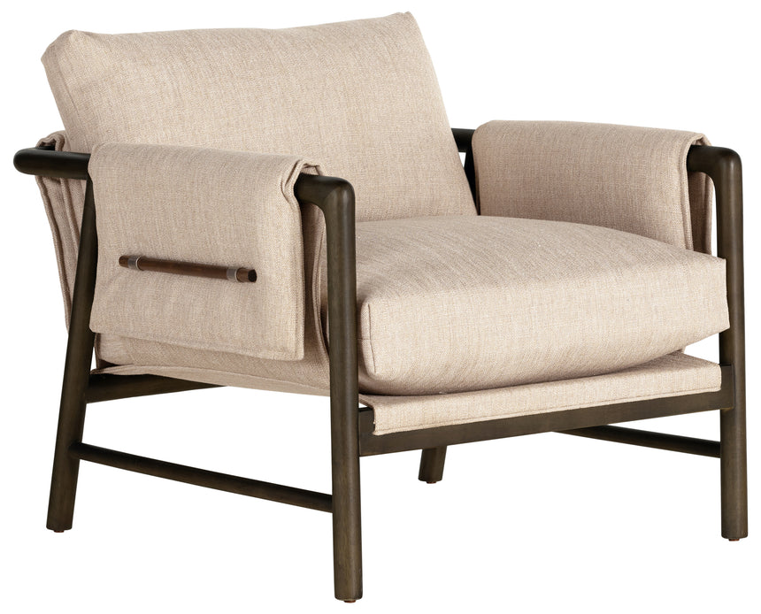 Alcala Wheat Fabric & Sable Parawood with Brushed Silver Stainless Steel | Harrison Chair | Valley Ridge Furniture