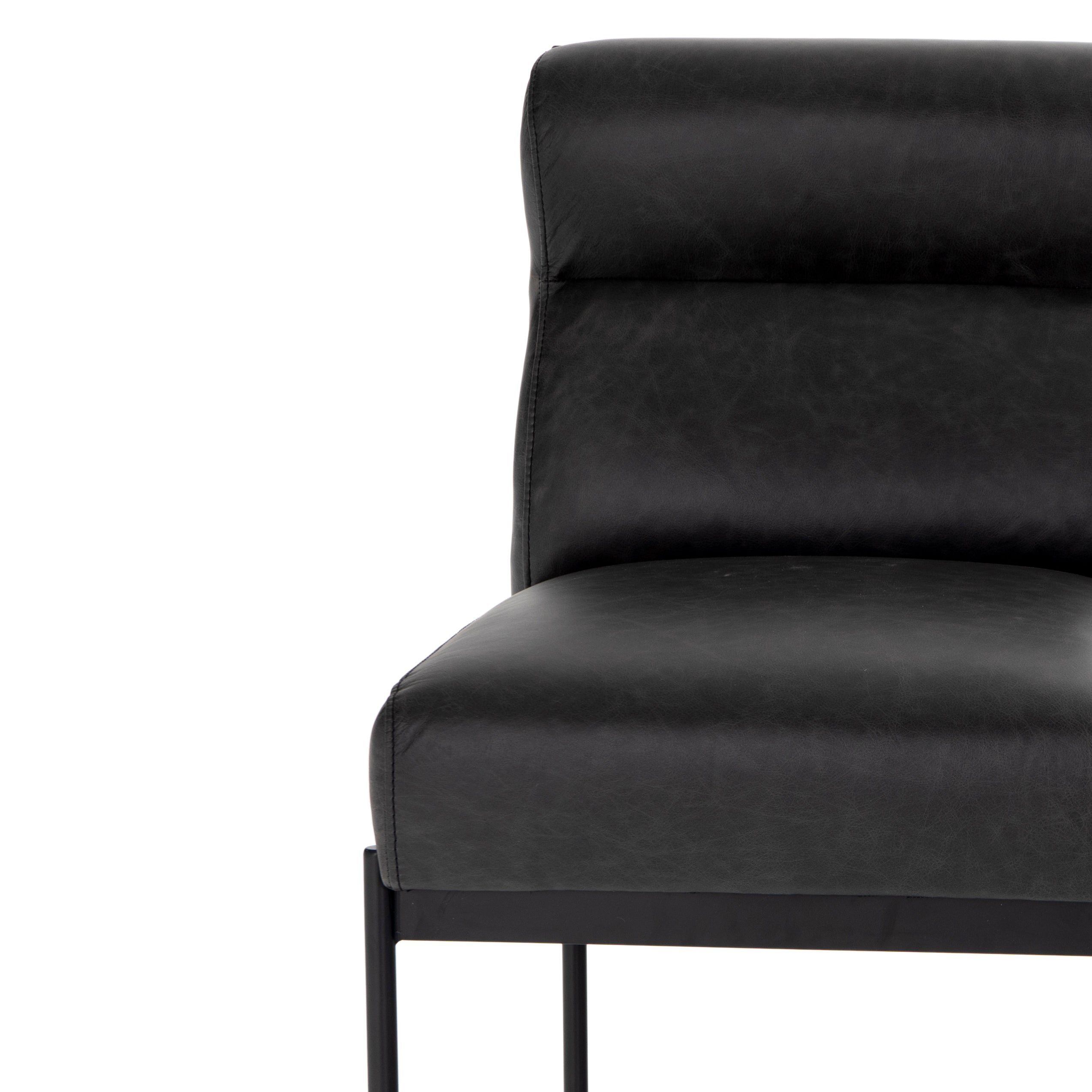 Sonoma Black Leather with Black Iron | Klein Dining Chair | Valley Ridge Furniture