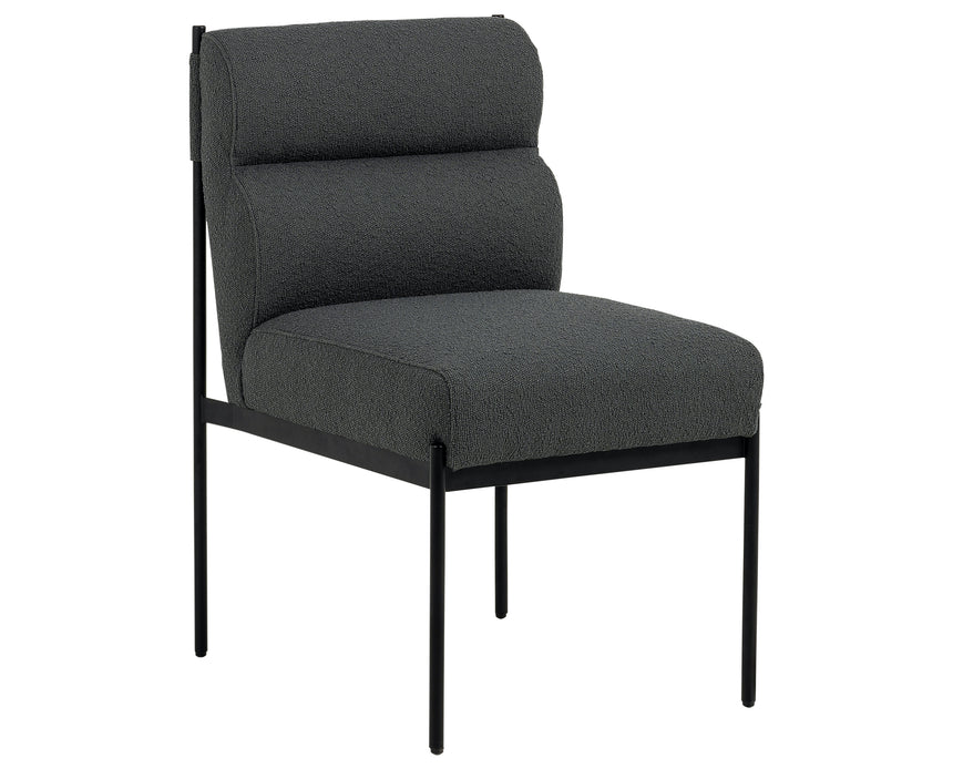 Fiqa Boucle Slate Fabric with Black Iron | Klein Dining Chair | Valley Ridge Furniture