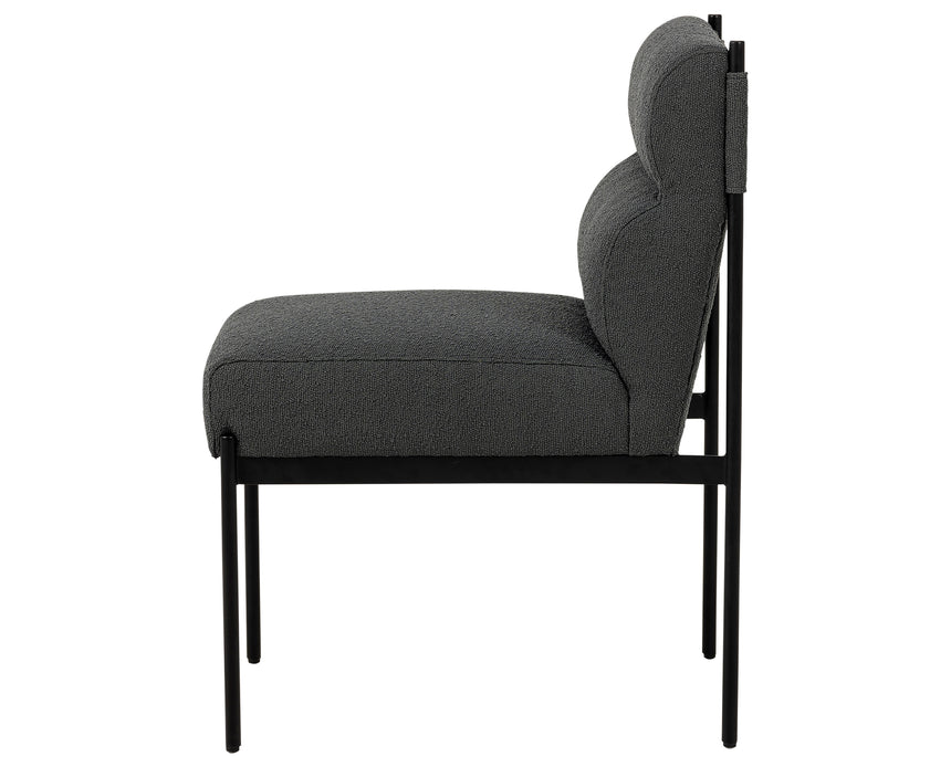 Fiqa Boucle Slate Fabric with Black Iron | Klein Dining Chair | Valley Ridge Furniture