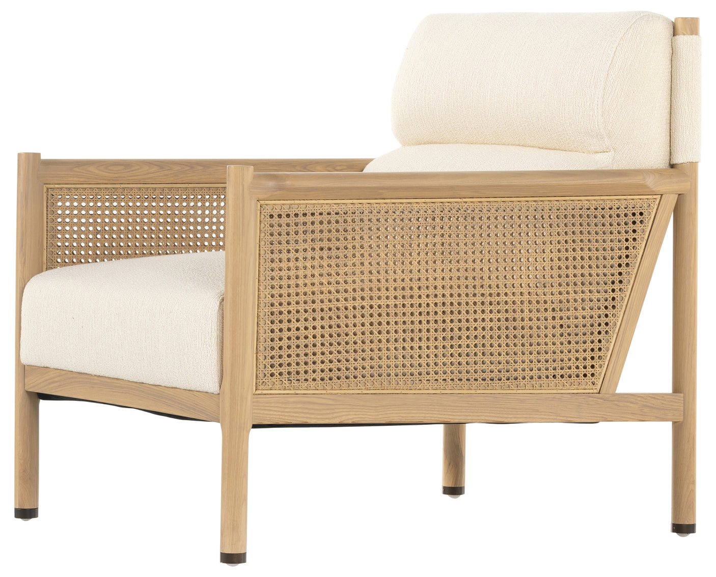 Kerbey Ivory Fabric & Natural Whitewash Cane Rattan with Natural Whitewash Ash & Gunmetal Iron | Kempsey Chair | Valley Ridge Furniture