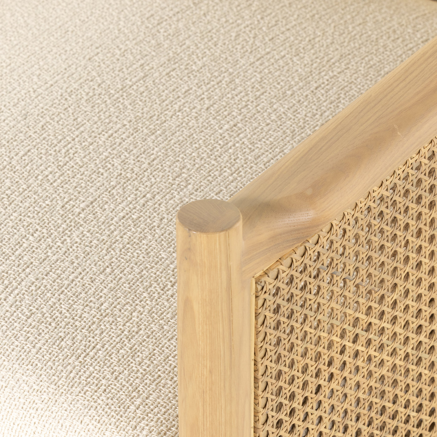 Kerbey Ivory Fabric & Natural Whitewash Cane Rattan with Natural Whitewash Ash & Gunmetal Iron | Kempsey Chair | Valley Ridge Furniture