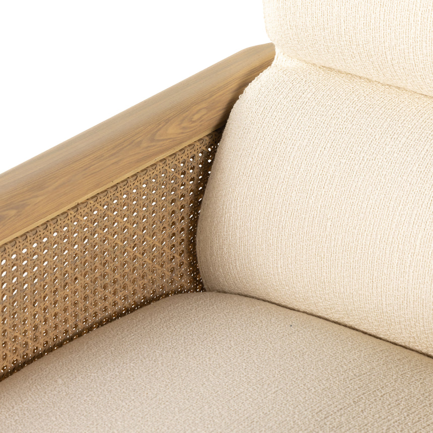 Kerbey Ivory Fabric & Natural Whitewash Cane Rattan with Natural Whitewash Ash & Gunmetal Iron | Kempsey Chair | Valley Ridge Furniture