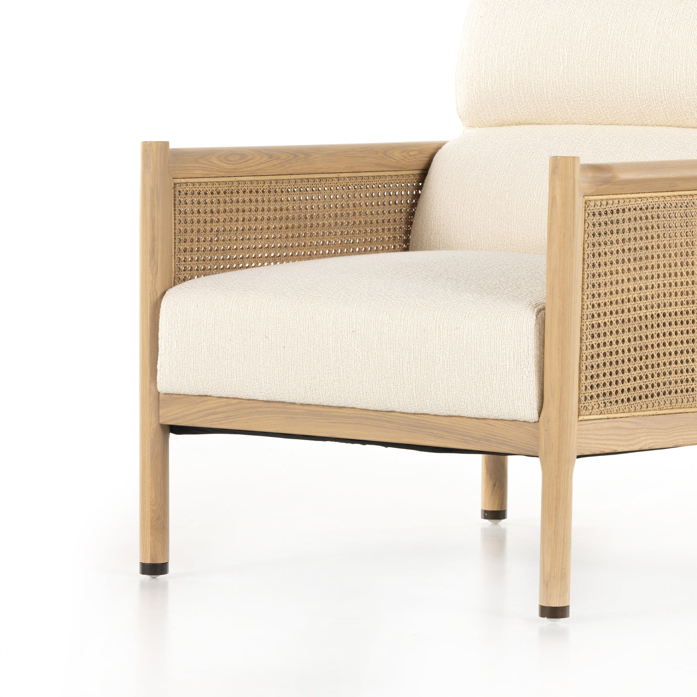 Kerbey Ivory Fabric & Natural Whitewash Cane Rattan with Natural Whitewash Ash & Gunmetal Iron | Kempsey Chair | Valley Ridge Furniture