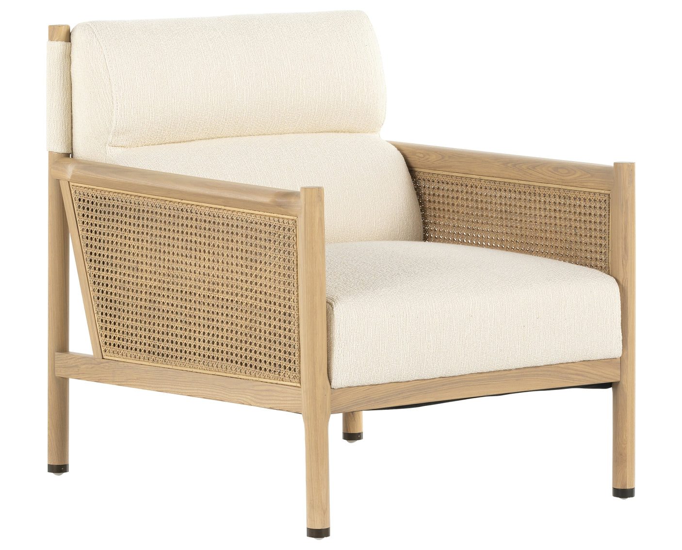 Kerbey Ivory Fabric & Natural Whitewash Cane Rattan with Natural Whitewash Ash & Gunmetal Iron | Kempsey Chair | Valley Ridge Furniture