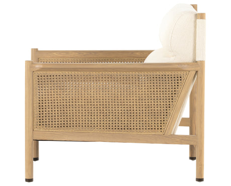 Kerbey Ivory Fabric & Natural Whitewash Cane Rattan with Natural Whitewash Ash & Gunmetal Iron | Kempsey Chair | Valley Ridge Furniture