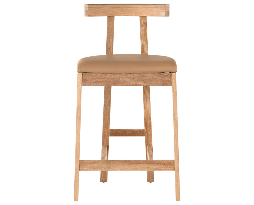 Natural Leather with Natural Rosa Morada (Counter Height) | Tex Bar/Counter Stool | Valley Ridge Furniture