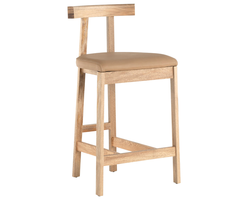 Natural Leather with Natural Rosa Morada (Counter Height) | Tex Bar/Counter Stool | Valley Ridge Furniture