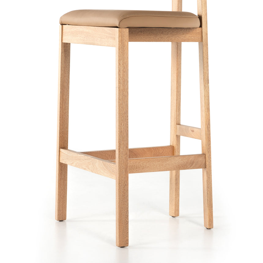 Natural Leather with Natural Rosa Morada (Bar Height) | Tex Bar/Counter Stool | Valley Ridge Furniture