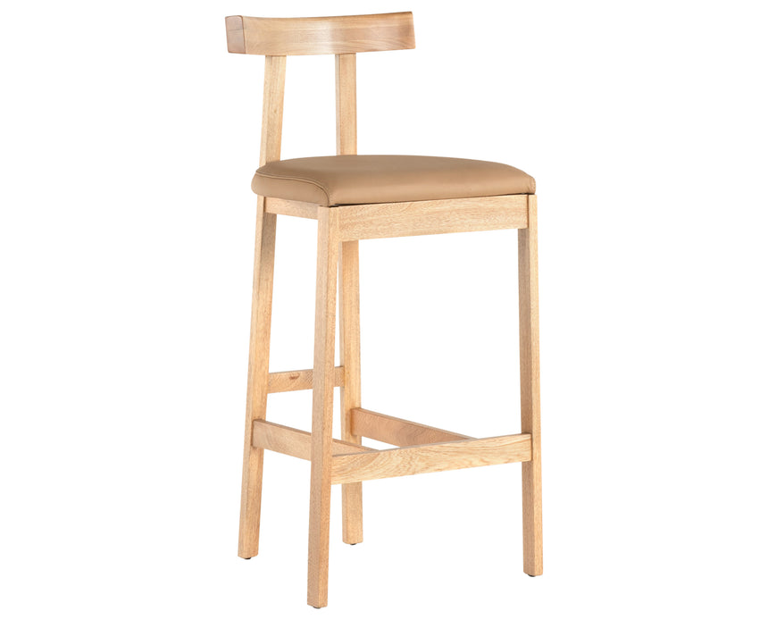 Natural Leather with Natural Rosa Morada (Bar Height) | Tex Bar/Counter Stool | Valley Ridge Furniture
