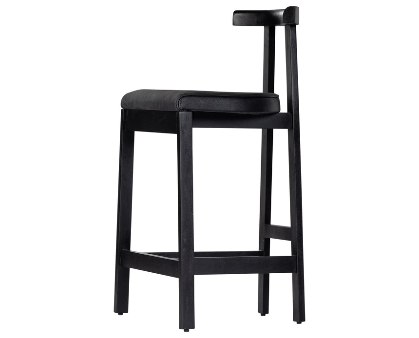 Black Leather with Black Rosa Morada (Counter Height) | Tex Bar/Counter Stool | Valley Ridge Furniture