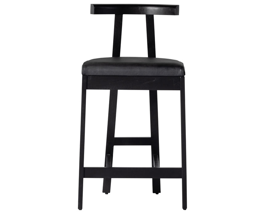 Black Leather with Black Rosa Morada (Counter Height) | Tex Bar/Counter Stool | Valley Ridge Furniture