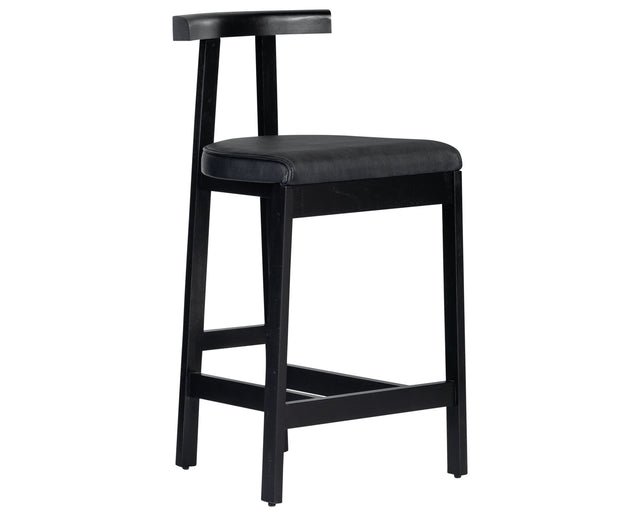 Black Leather with Black Rosa Morada (Counter Height) | Tex Bar/Counter Stool | Valley Ridge Furniture