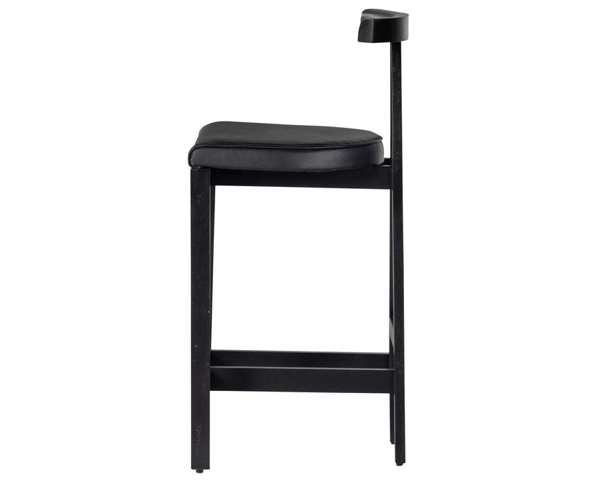 Black Leather with Black Rosa Morada (Counter Height) | Tex Bar/Counter Stool | Valley Ridge Furniture