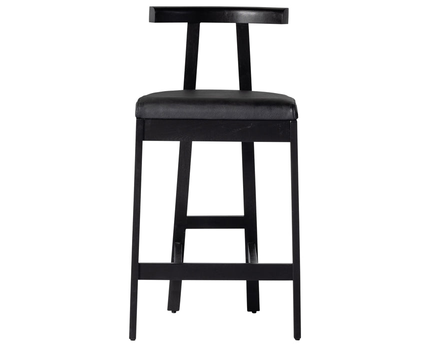 Black Leather with Black Rosa Morada (Bar Height) | Tex Bar/Counter Stool | Valley Ridge Furniture
