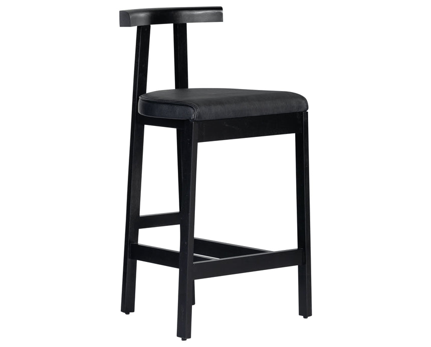 Black Leather with Black Rosa Morada (Bar Height) | Tex Bar/Counter Stool | Valley Ridge Furniture