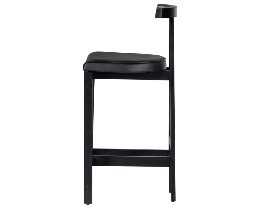 Black Leather with Black Rosa Morada (Bar Height) | Tex Bar/Counter Stool | Valley Ridge Furniture