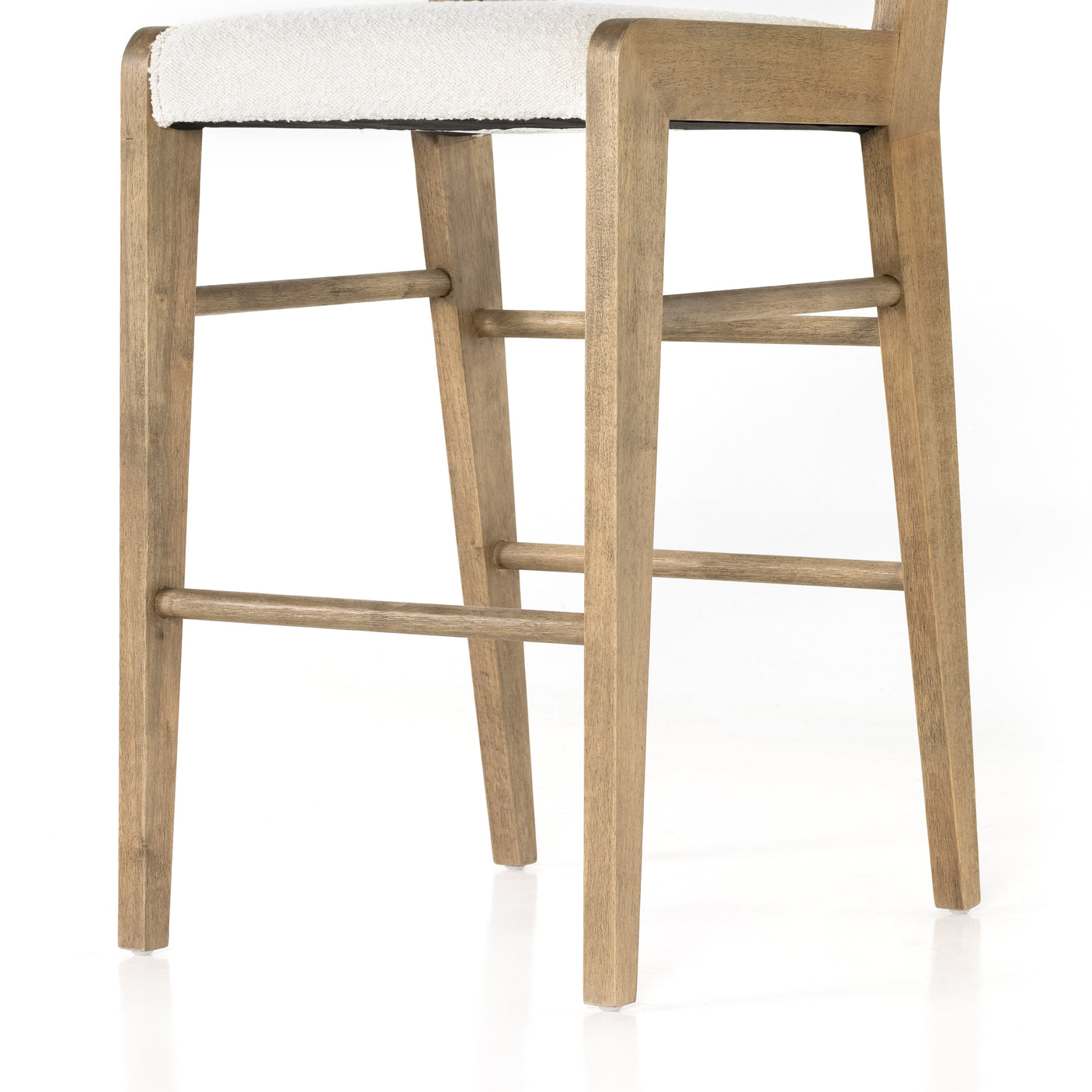 Knoll Natural Fabric with Weathered Drift Parawood (Bar Height) | Charon Bar/Counter Stool | Valley Ridge Furniture
