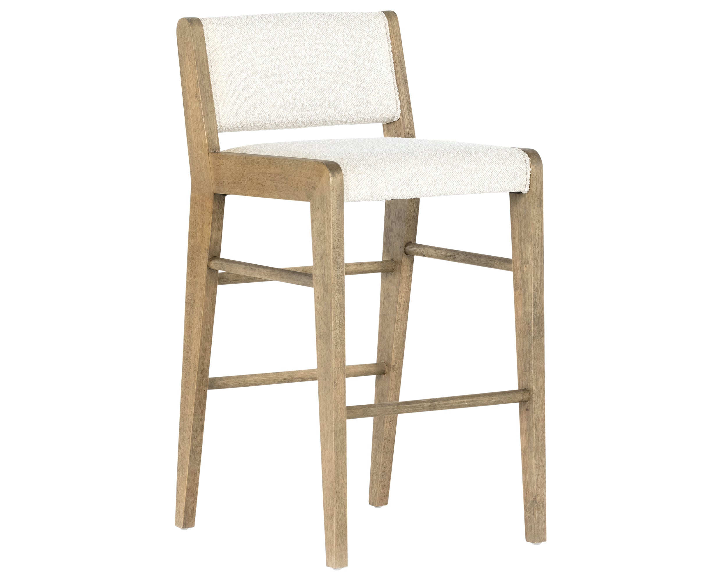 Knoll Natural Fabric with Weathered Drift Parawood (Bar Height) | Charon Bar/Counter Stool | Valley Ridge Furniture
