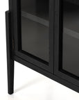 Drifted Black Oak and Tempered Glass with Antique Brass Iron | Tolle Cabinet | Valley Ridge Furniture