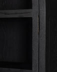 Drifted Black Oak and Tempered Glass with Antique Brass Iron | Tolle Cabinet | Valley Ridge Furniture