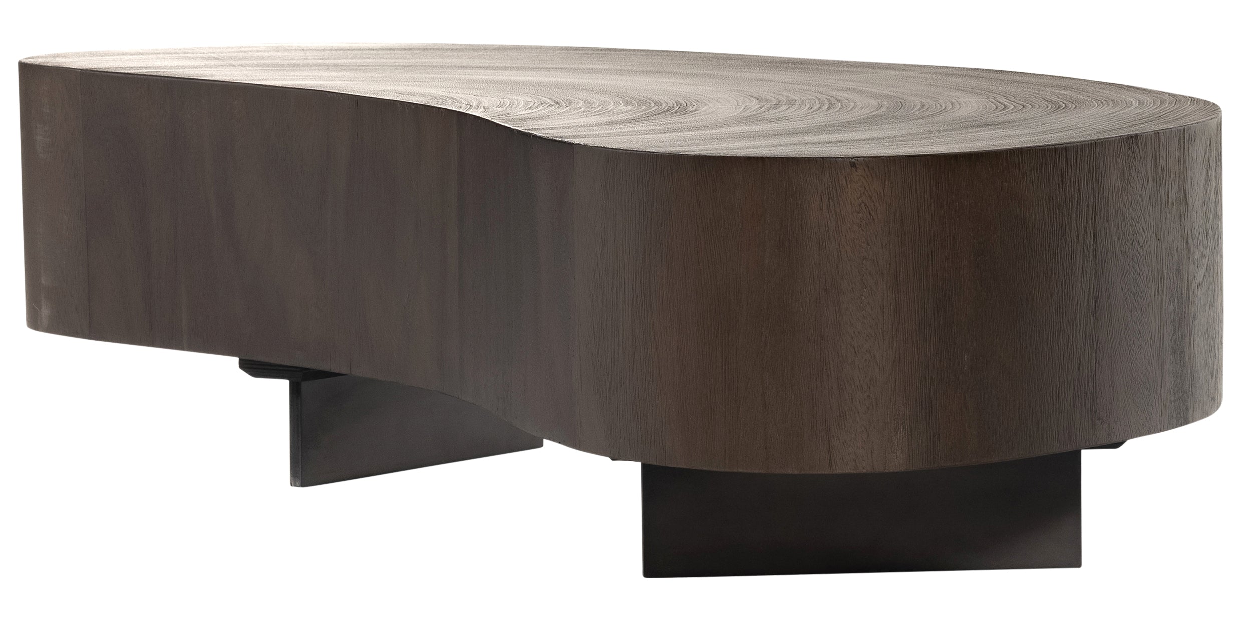 Smoked Guanacaste and Smoked Guanacaste Oyster with Gunmetal Iron (Short Piece) | Avett Coffee Table | Valley Ridge Furniture