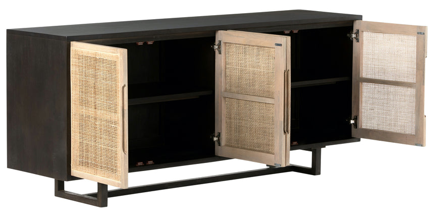 Black Mango & White Wash Mango with Natural Cane | Clarita Sideboard | Valley Ridge Furniture