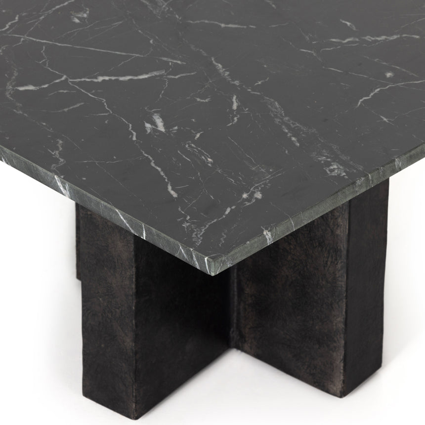 Black Marble with Raw Black Aluminum | Terrell Coffee Table | Valley Ridge Furniture