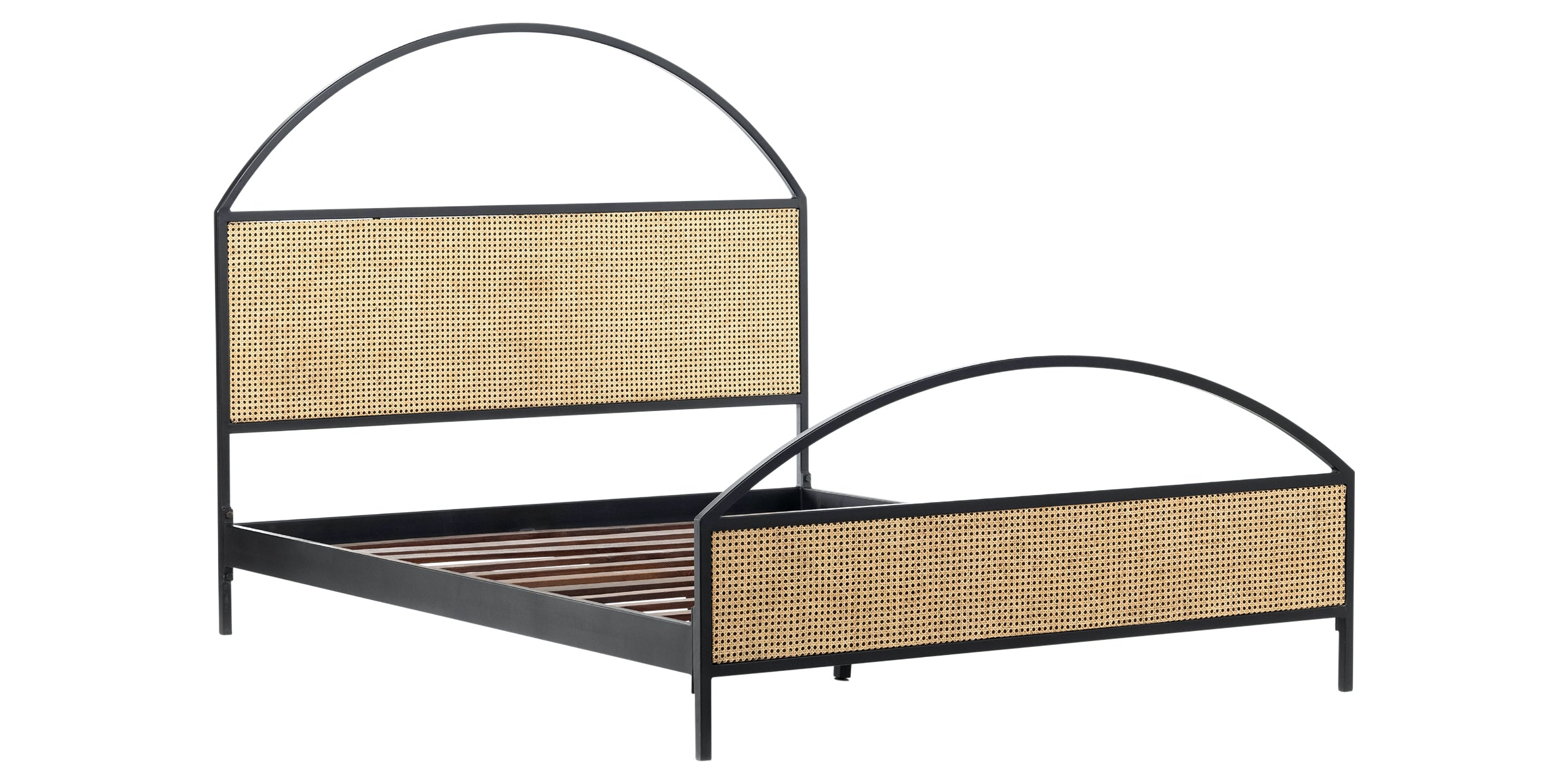 Natural Circle Cane with Sandblasted Vintage Black Iron (Queen Size) | Natalia Bed | Valley Ridge Furniture