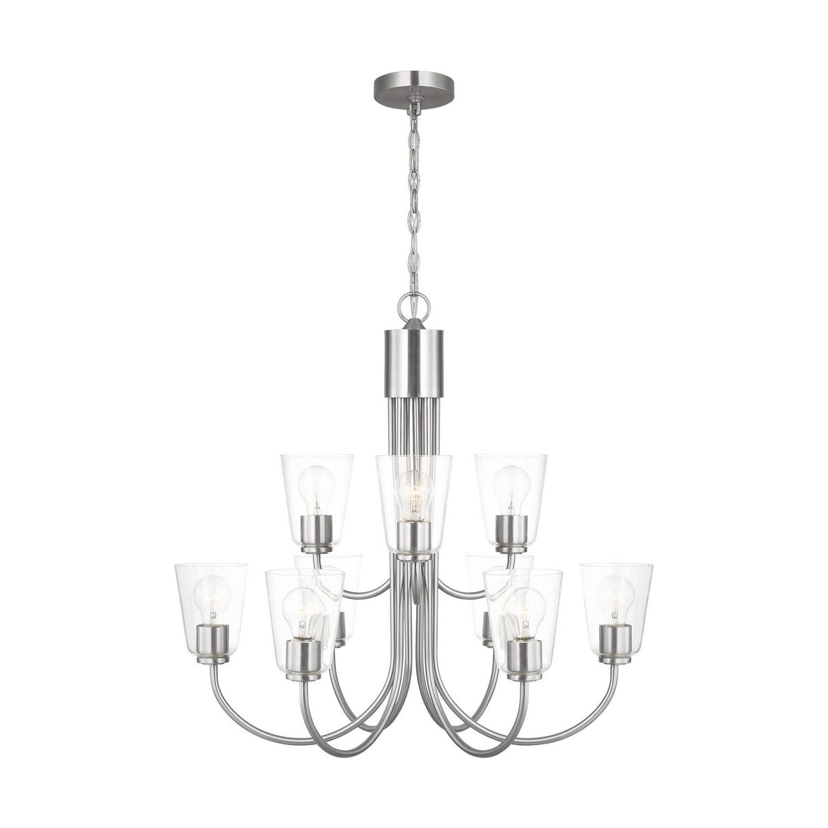 Miles Nine Light Chandelier — Clear