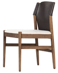 Espresso Leather & Cardiff Cream Fabric with Umber Ash | Lulu Armless Dining Chair | Valley Ridge Furniture
