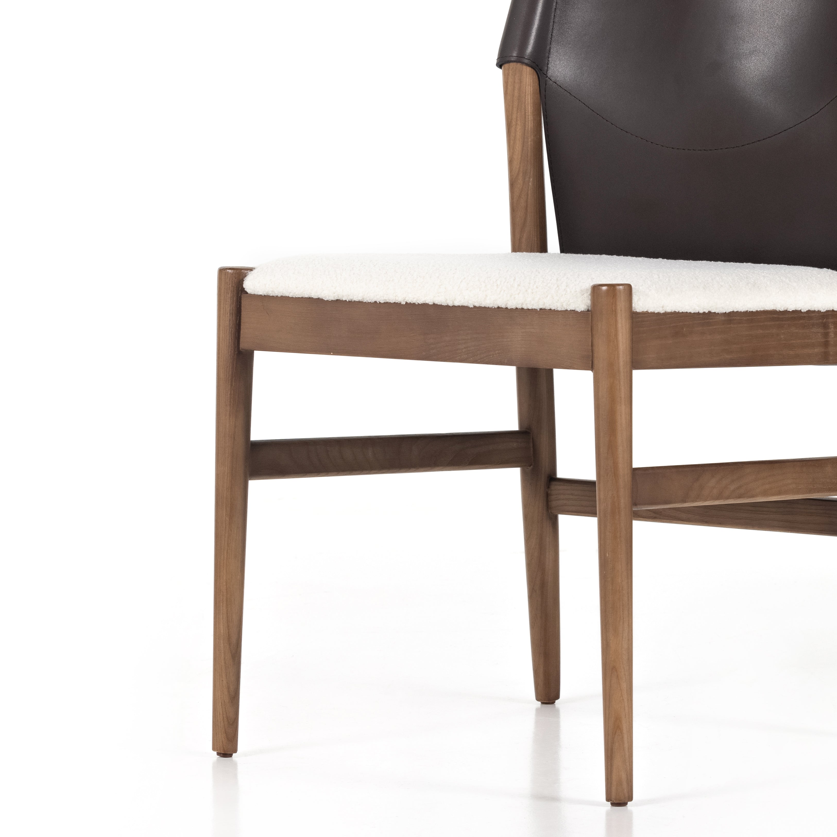 Espresso Leather &amp; Cardiff Cream Fabric with Umber Ash | Lulu Armless Dining Chair | Valley Ridge Furniture