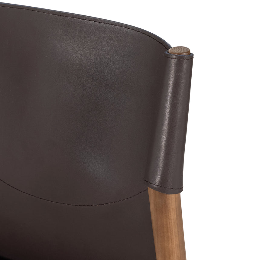 Espresso Leather & Cardiff Cream Fabric with Umber Ash | Lulu Armless Dining Chair | Valley Ridge Furniture