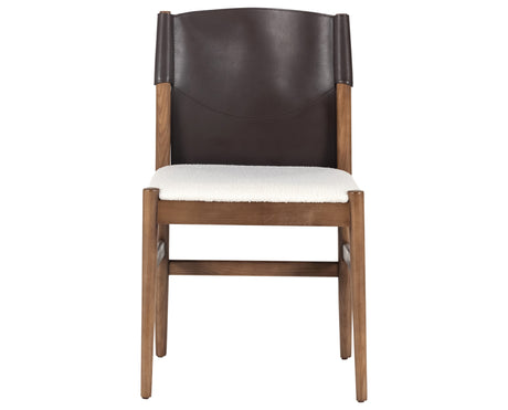 Espresso Leather & Cardiff Cream Fabric with Umber Ash | Lulu Armless Dining Chair | Valley Ridge Furniture