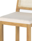Savile Flax Fabric and Honey Oak with Light Natural Cane (Bar Height) | Allegra Bar/Counter Stool | Valley Ridge Furniture