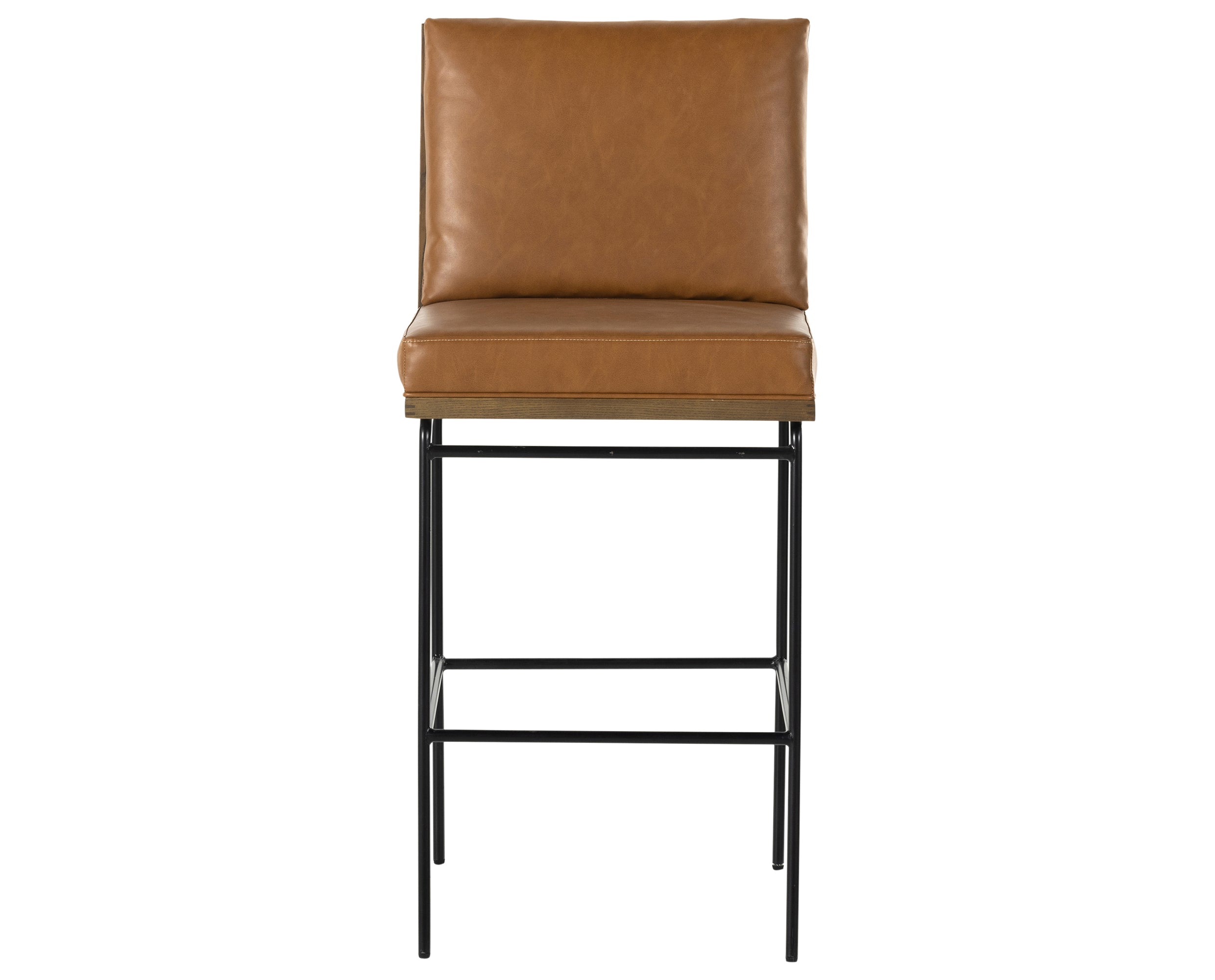 Sierra Butterscotch Faux Leather and Amber Oak with Midnight Iron (Bar Height) | Crete Bar/Counter Stool | Valley Ridge Furniture