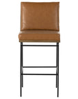 Sierra Butterscotch Faux Leather and Amber Oak with Midnight Iron (Bar Height) | Crete Bar/Counter Stool | Valley Ridge Furniture