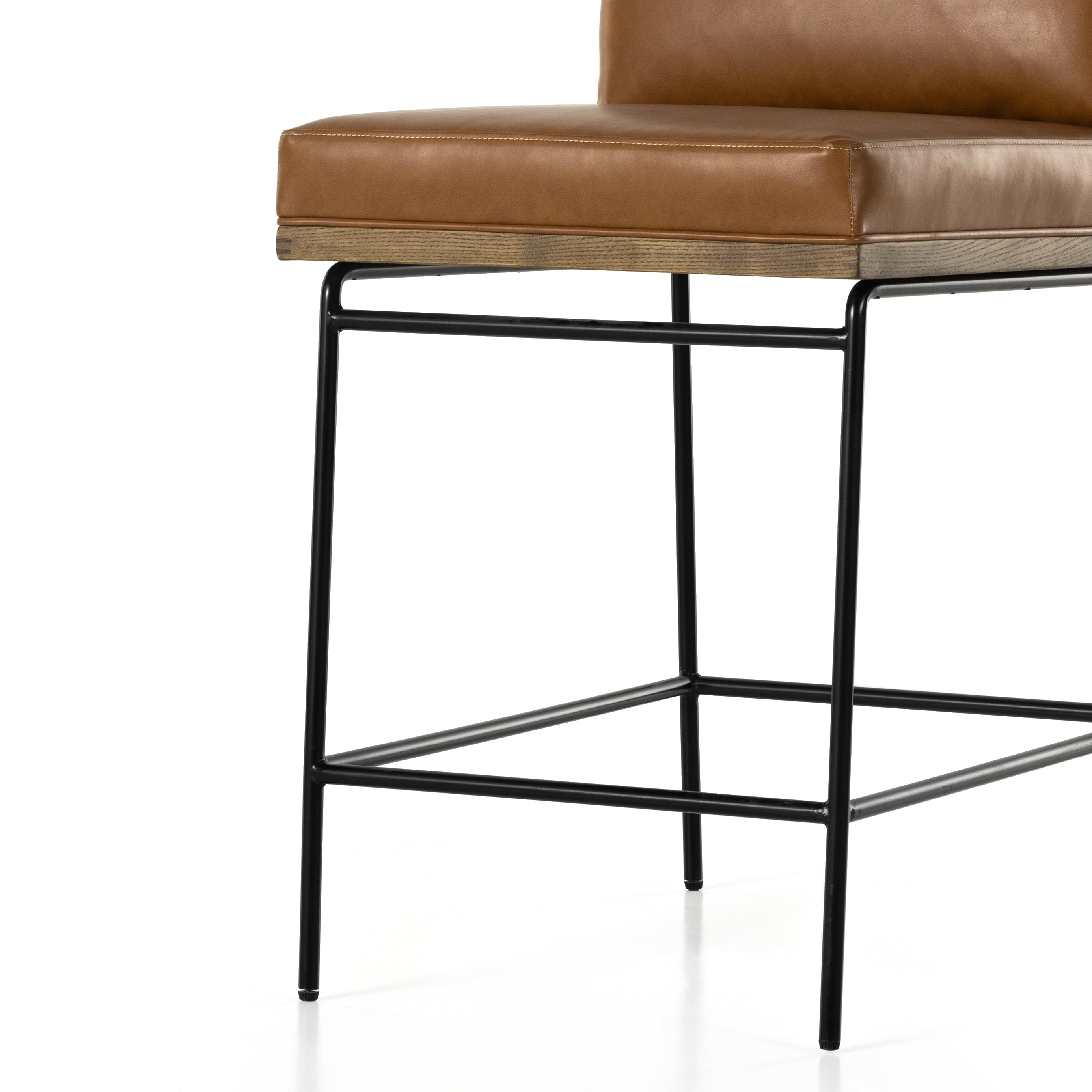 Sierra Butterscotch Faux Leather and Amber Oak with Midnight Iron (Counter Height) | Crete Bar/Counter Stool | Valley Ridge Furniture