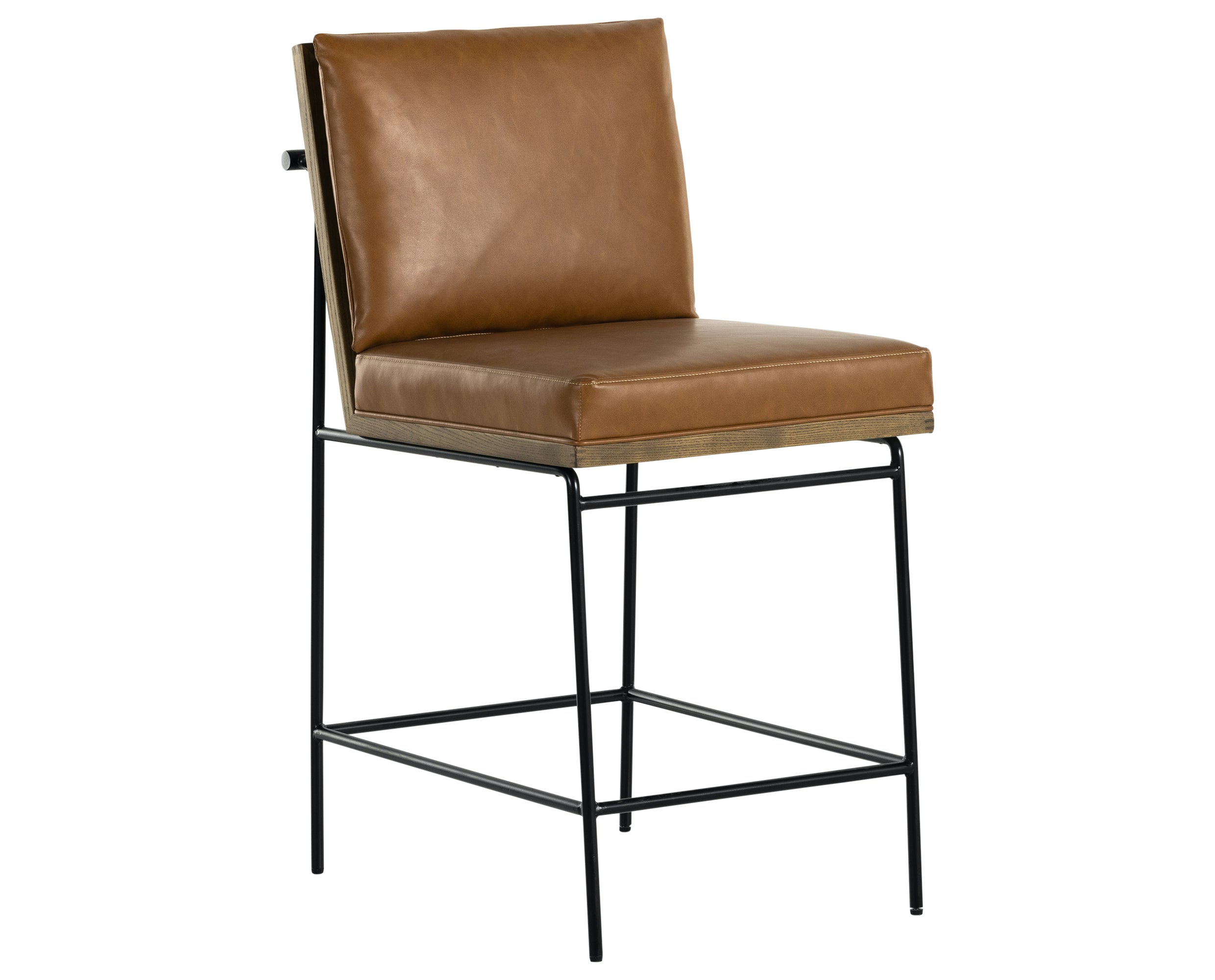 Sierra Butterscotch Faux Leather and Amber Oak with Midnight Iron (Counter Height) | Crete Bar/Counter Stool | Valley Ridge Furniture