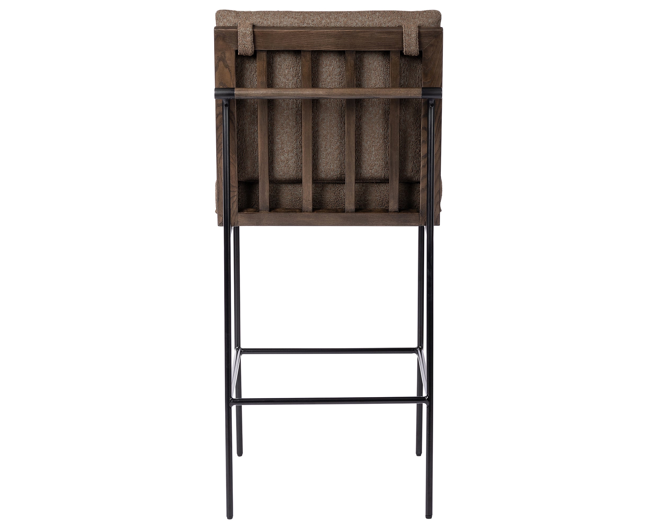 Fiqa Boucle Cocoa Fabric and Sienna Brown Ash with Midnight Iron (Bar Height) | Crete Bar/Counter Stool | Valley Ridge Furniture