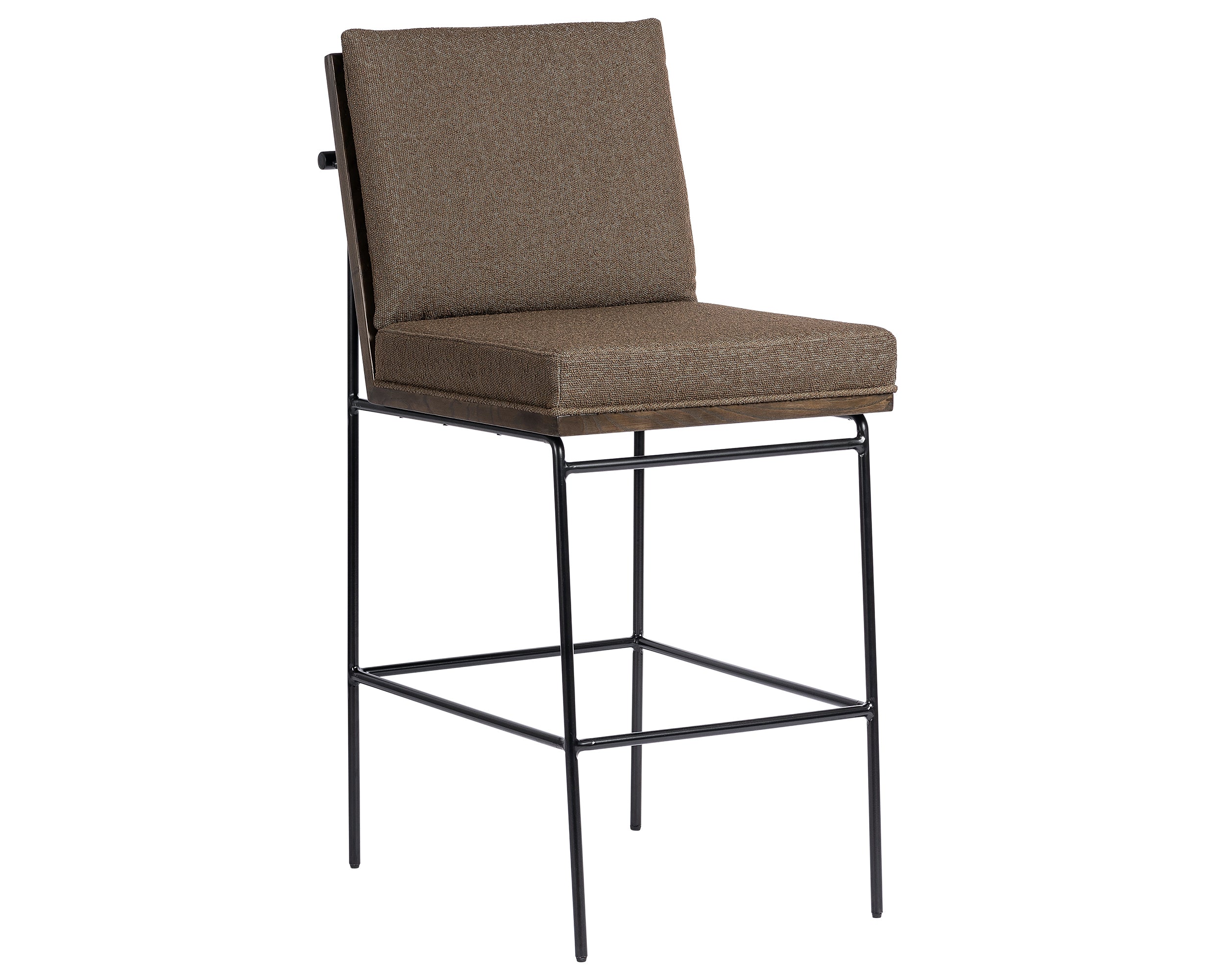 Fiqa Boucle Cocoa Fabric and Sienna Brown Ash with Midnight Iron (Bar Height) | Crete Bar/Counter Stool | Valley Ridge Furniture