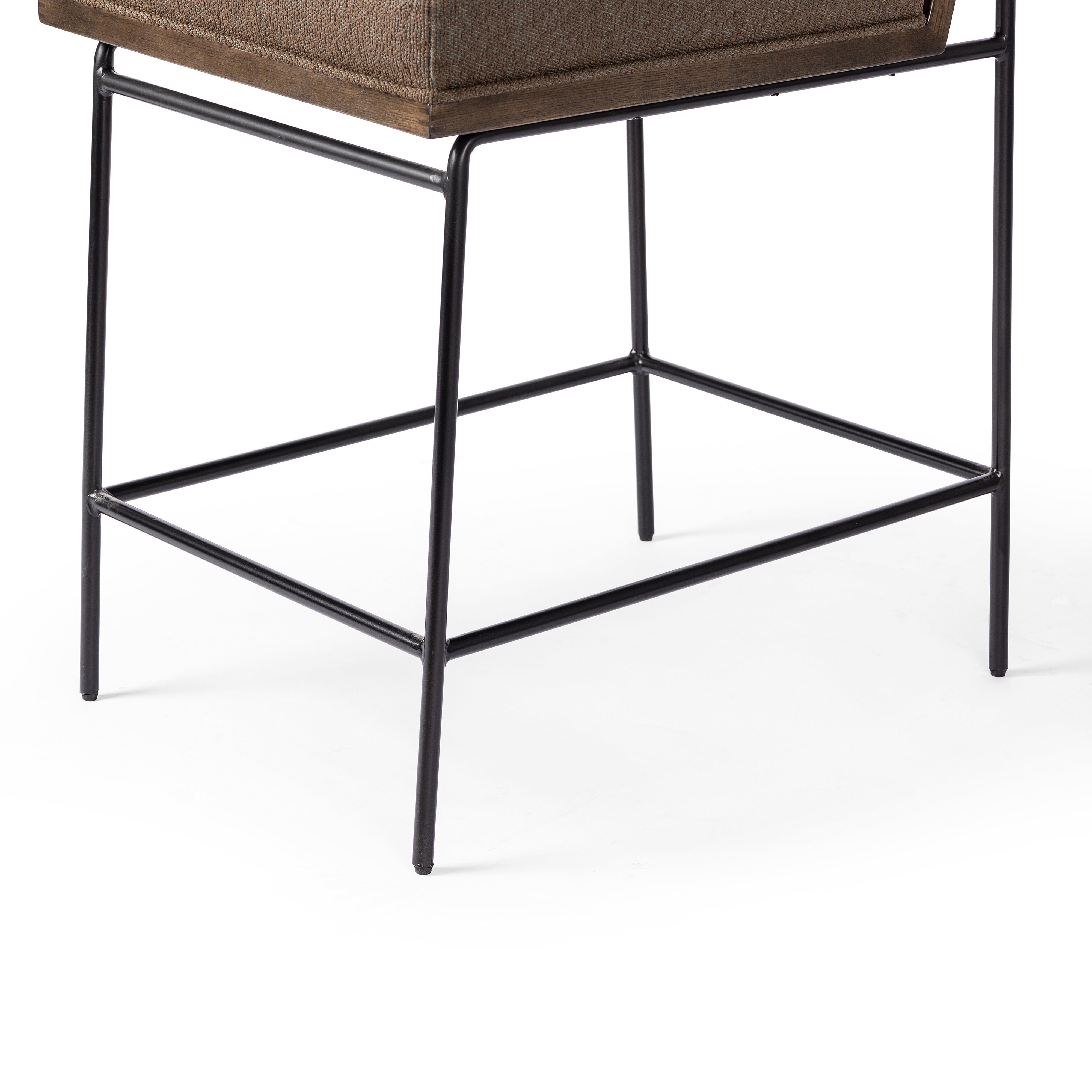 Fiqa Boucle Cocoa Fabric &amp; Sienna Brown Ash with Midnight Iron (Counter Height) | Crete Bar/Counter Stool | Valley Ridge Furniture