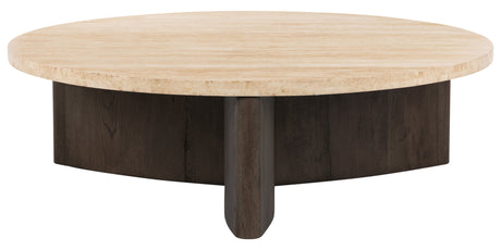 Smoked Black Veneer with Travertine | Toli Coffee Table | Valley Ridge Furniture