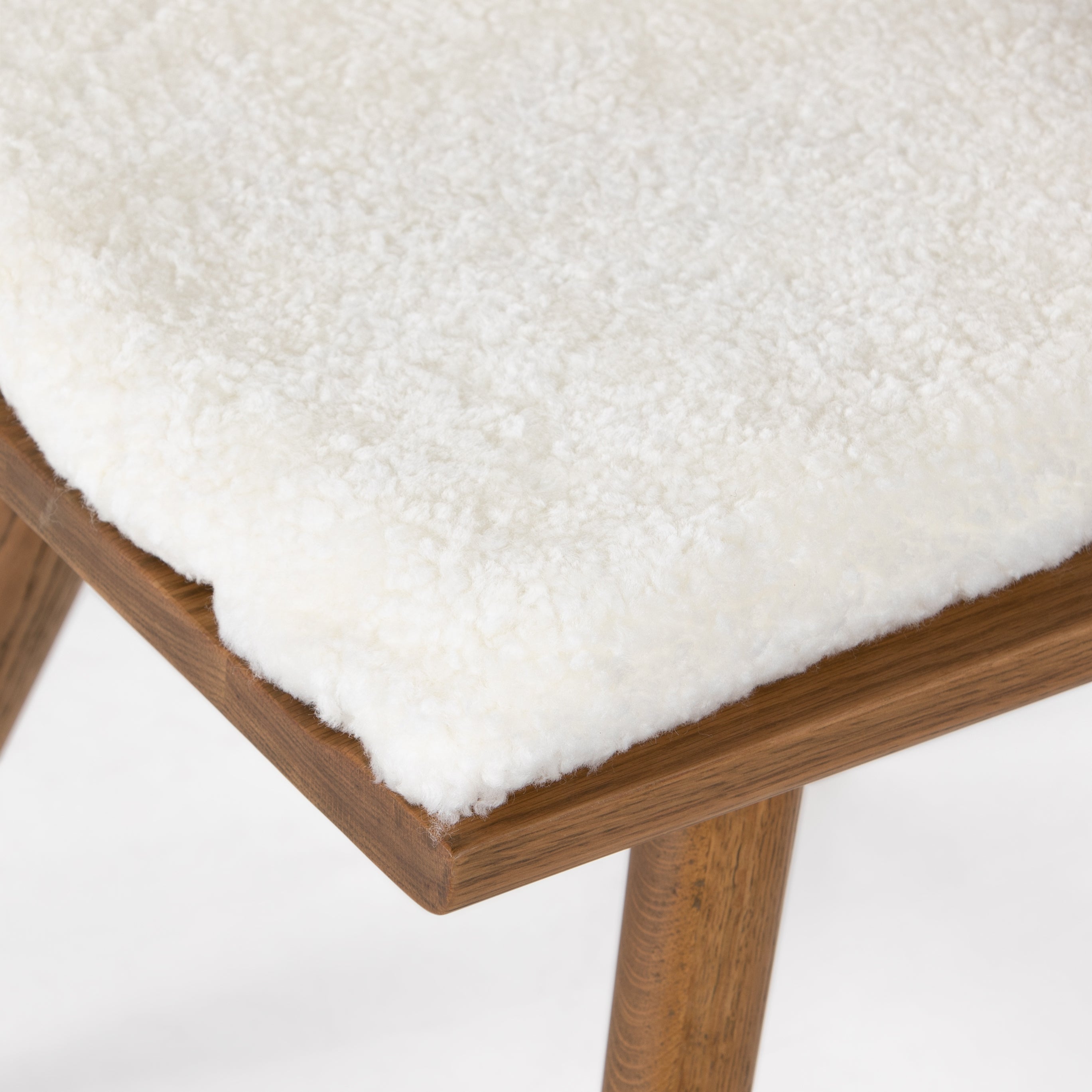 Sandy Oak and Cream Shorn Sheepskin with Ivory Backing Fabric | Ripley Dining Chair | Valley Ridge Furniture
