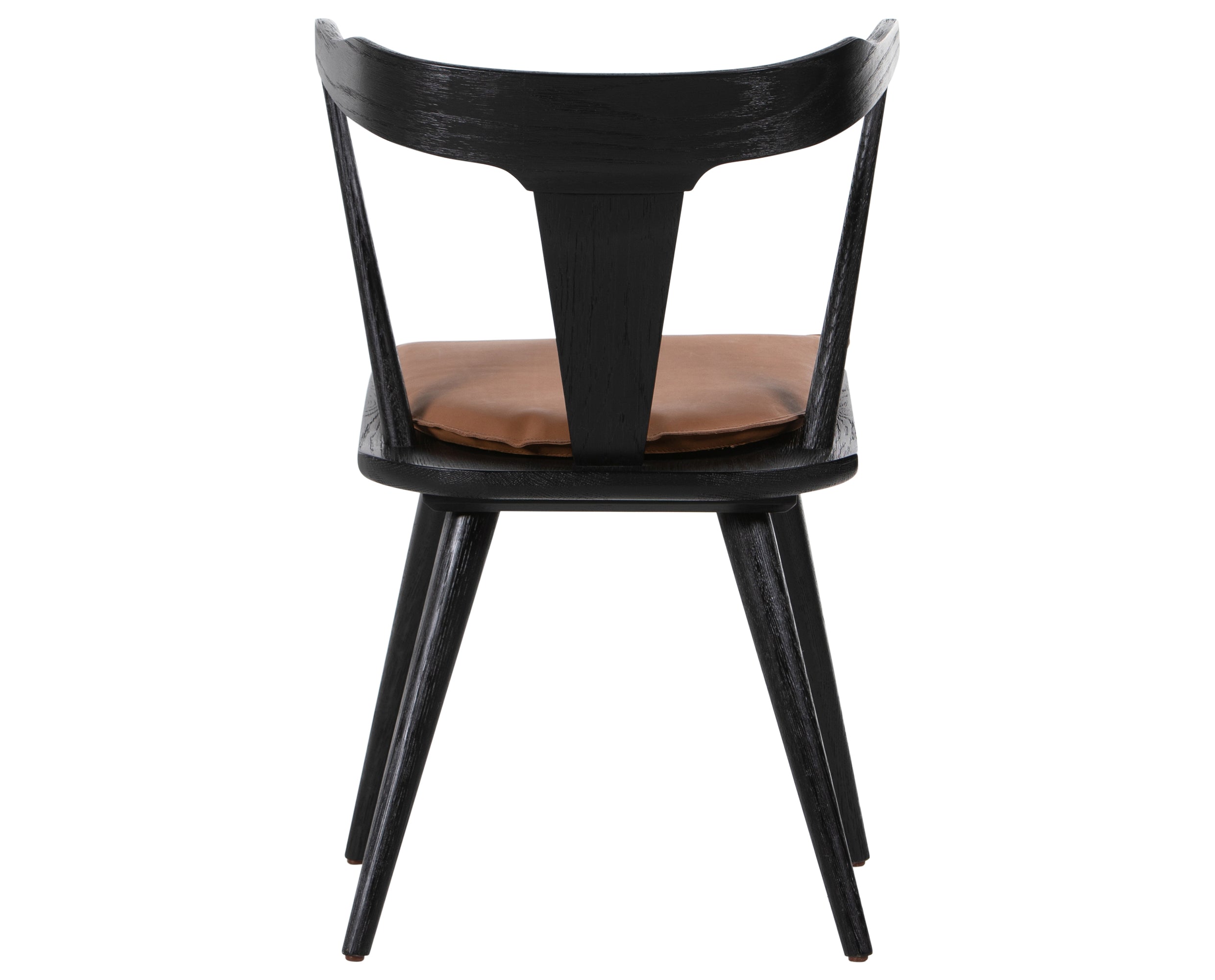 Black Oak and Whiskey Saddle Leather with Ivory Backing Fabric | Ripley Dining Chair | Valley Ridge Furniture