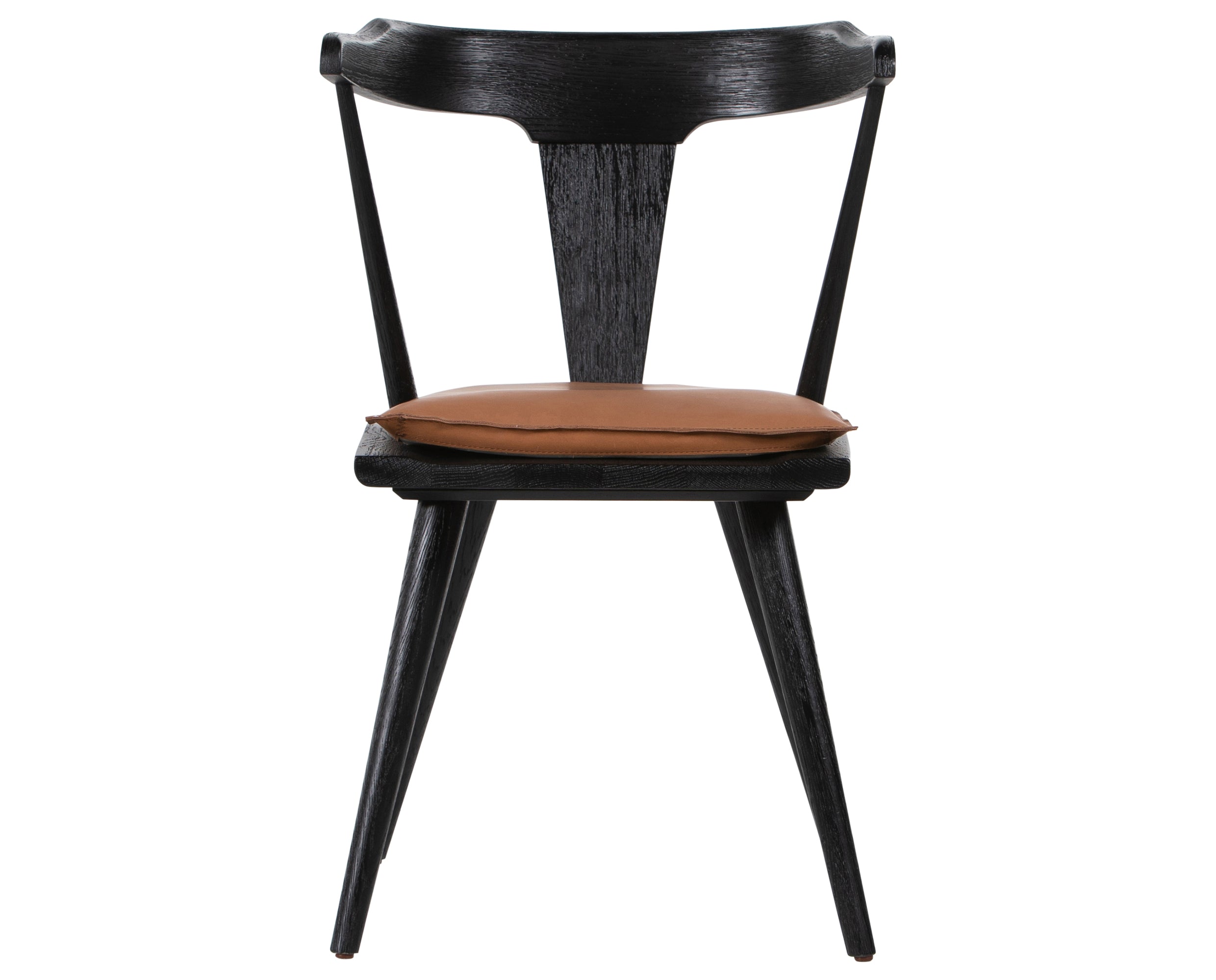 Black Oak and Whiskey Saddle Leather with Ivory Backing Fabric | Ripley Dining Chair | Valley Ridge Furniture