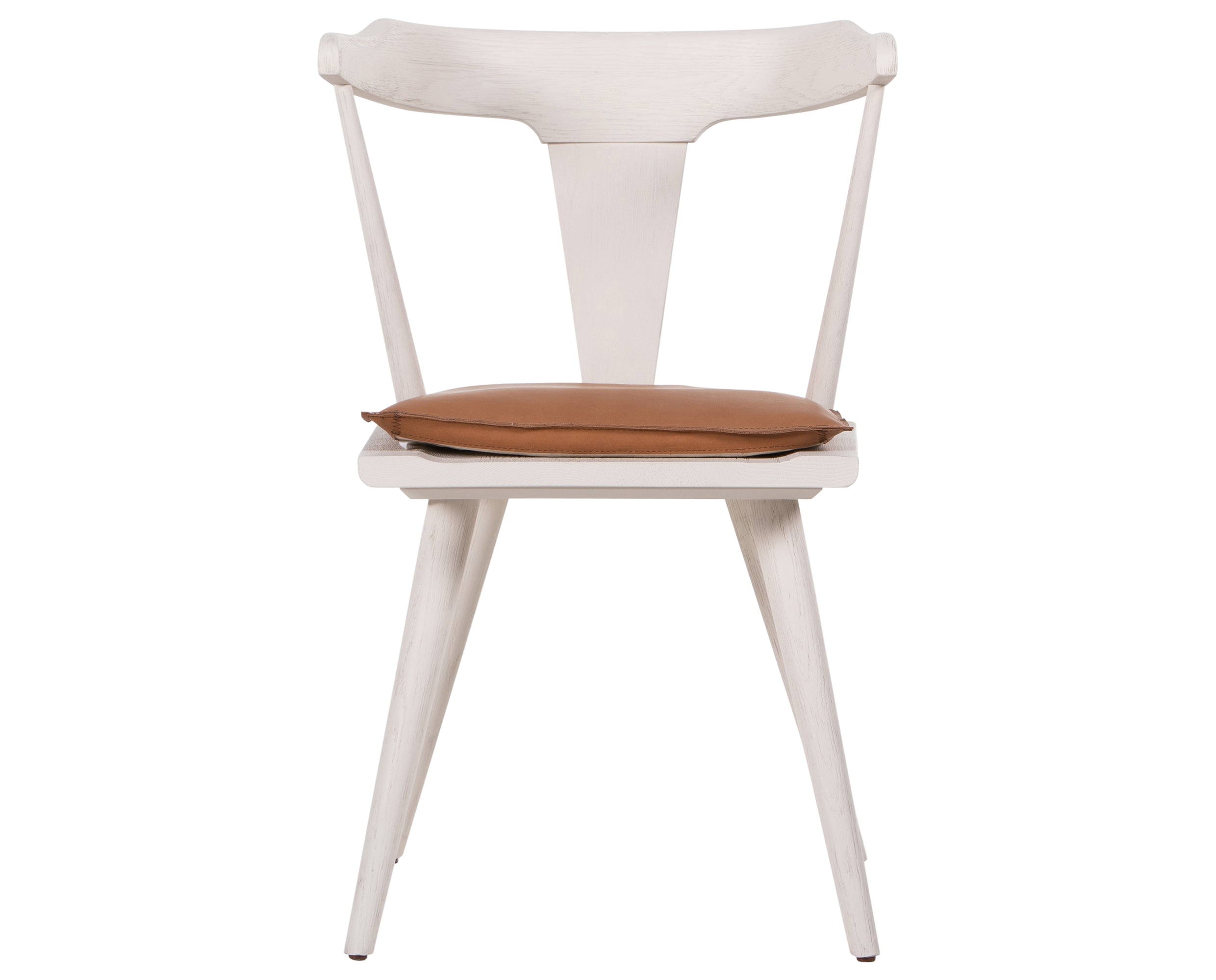 Off White Oak and Whiskey Saddle Leather with Ivory Backing Fabric | Ripley Dining Chair | Valley Ridge Furniture