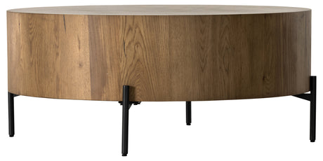 Amber Oak Resin with Dark Gunmetal Iron | Eaton Drum Coffee Table | Valley Ridge Furniture